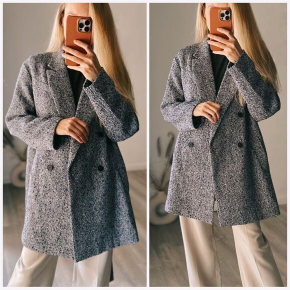 Mango Wrap Belted Coat Textured New - Picture 1 of 8